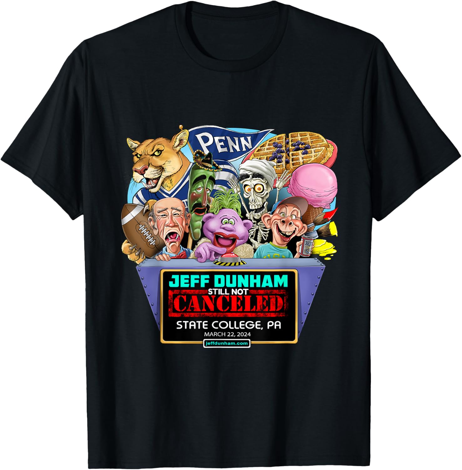 Jeff Dunham State College, PA (2024) T-Shirt - T-Shirt | Black