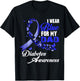 I Wear Blue For My Dad T1D Diabetes Awareness Blue Ribbon T-Shirt - T-Shirt | Black