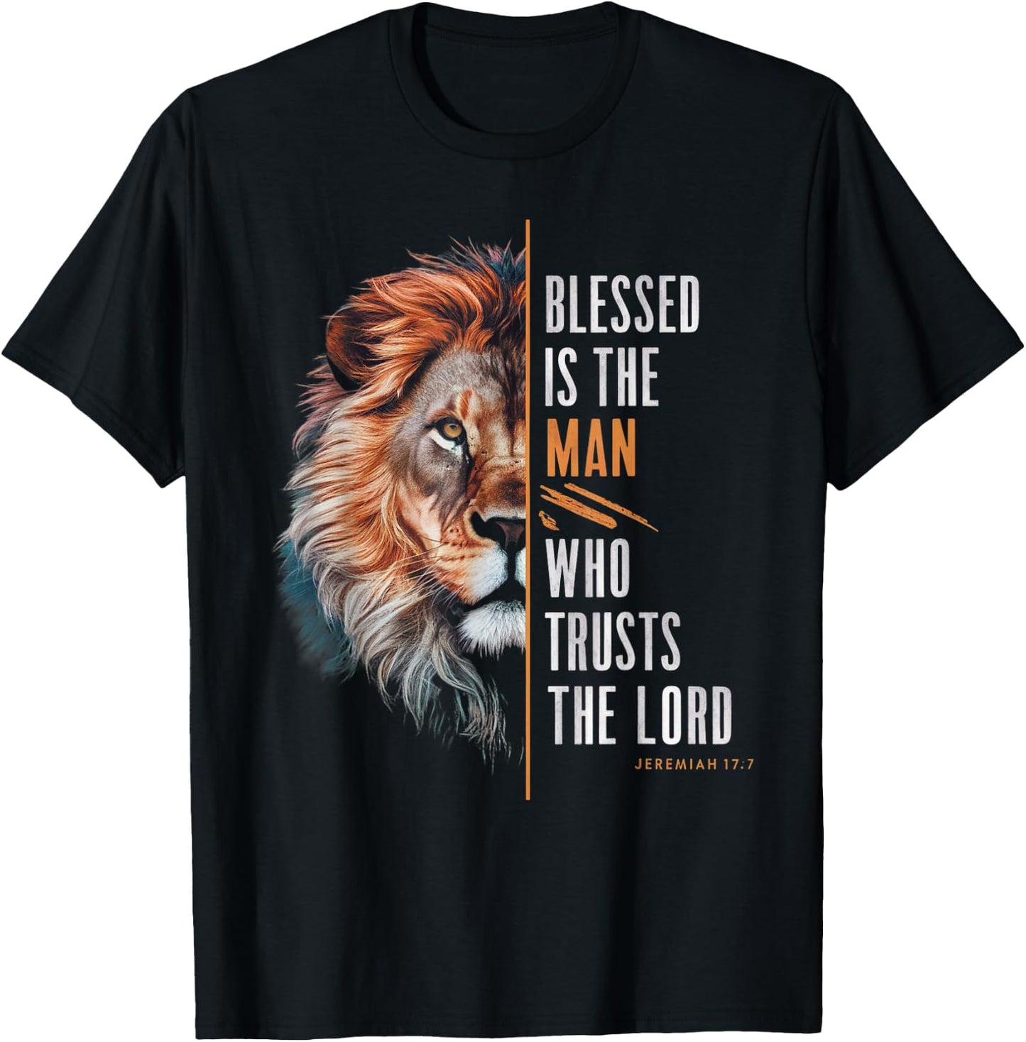 Blessed Christian God Jesus Faith Bible Verse Jeremiah Lion T-Shirt - T-Shirt | Black