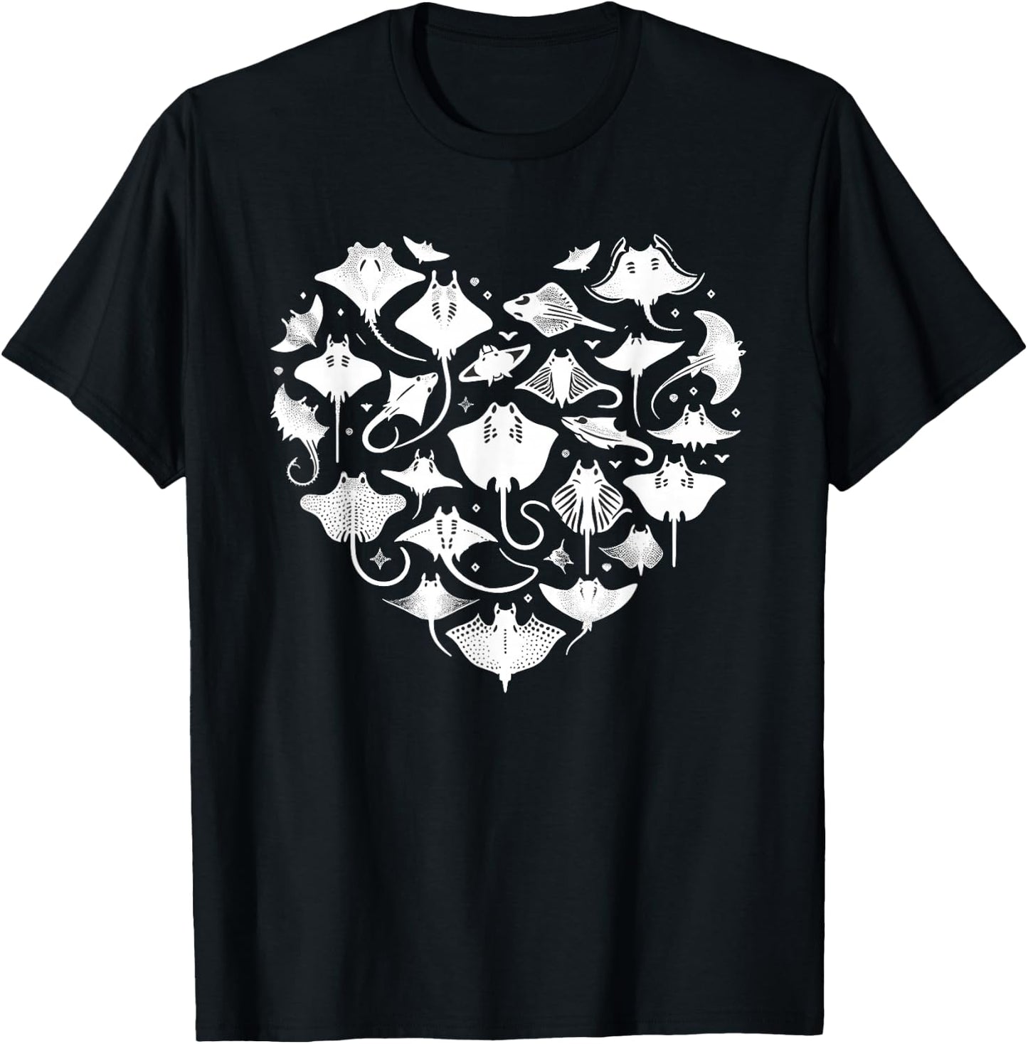 Stingray Manta Ray Heart Sea Ocean Animals T-Shirt - T-Shirt | Black