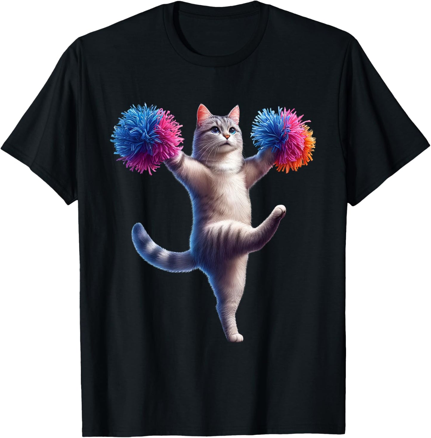 Cat Cheerleading Cheerleader Kitten Lover T-Shirt - T-Shirt | Black