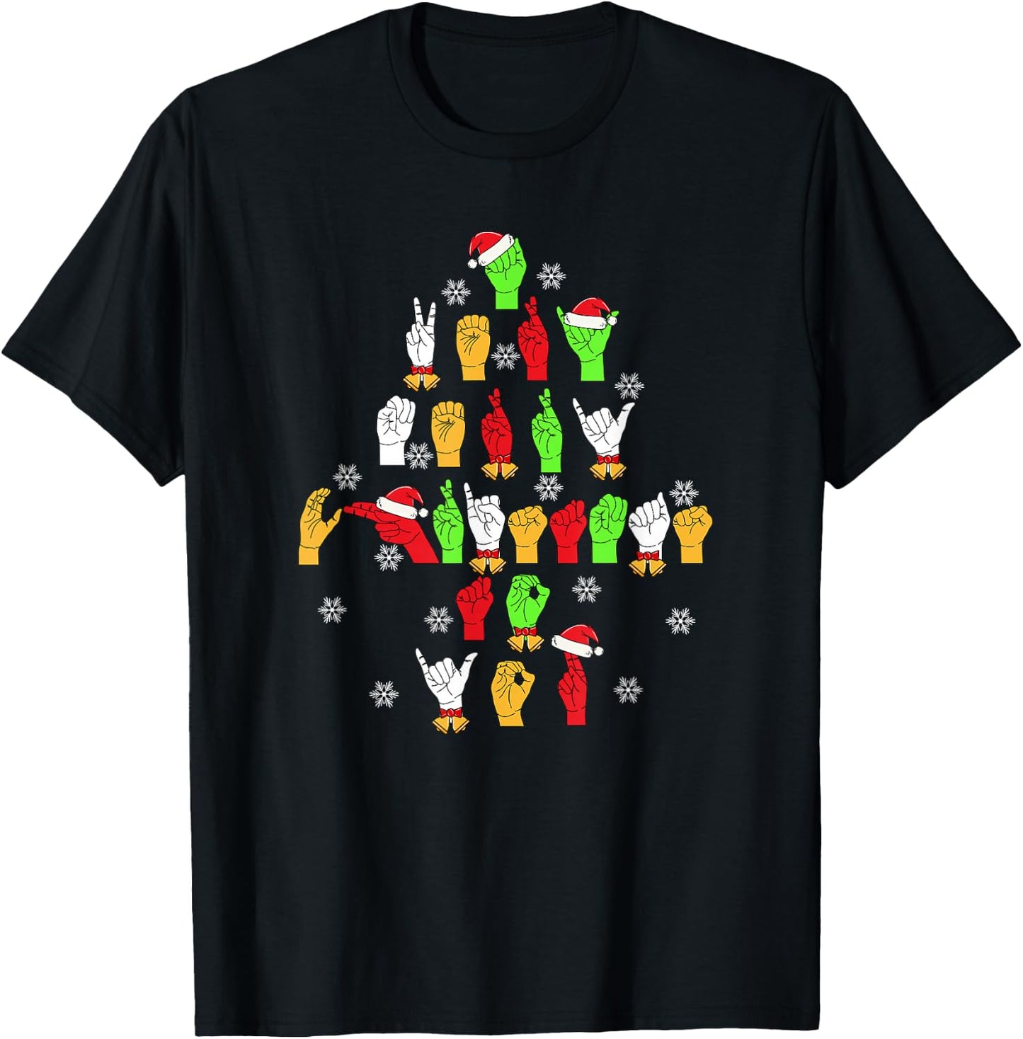 Funny ASL Christmas American Sign Language T-Shirt - T-Shirt | Black
