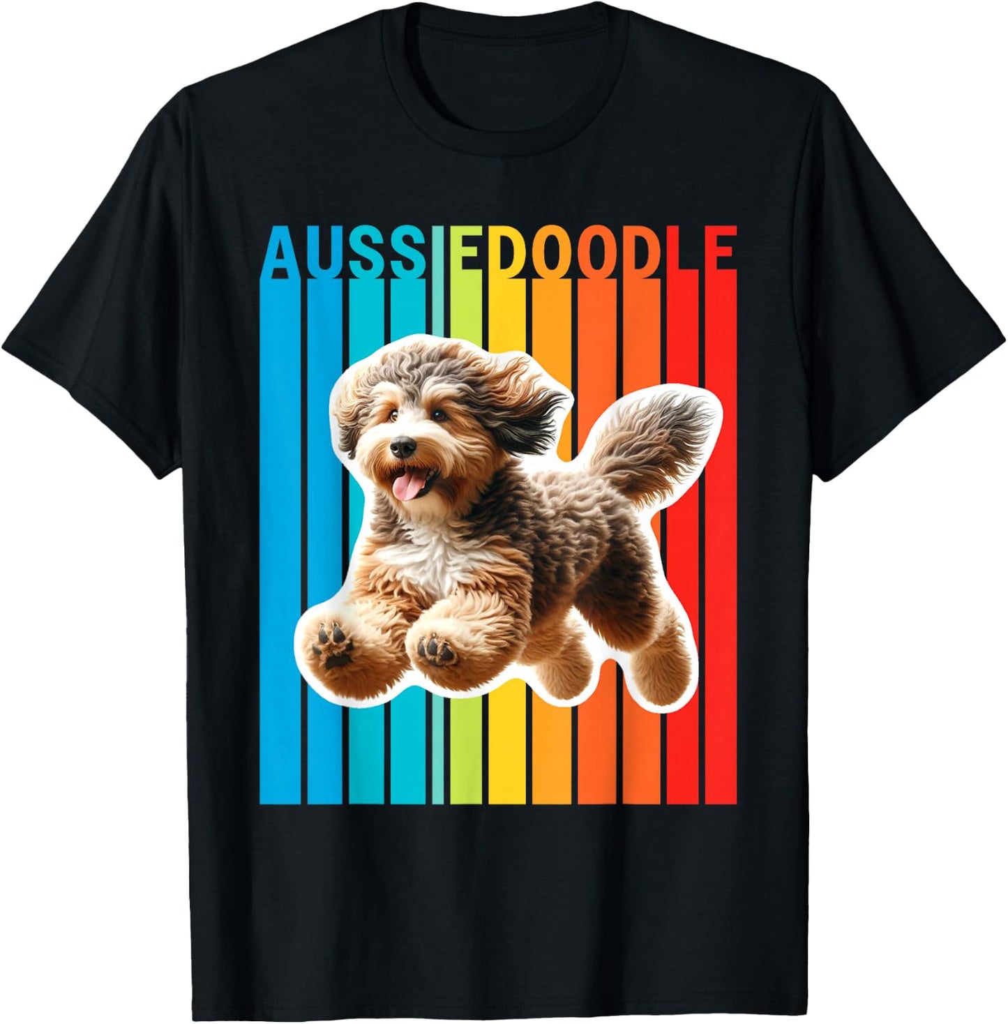 Colorful Aussiedoodle T-Shirt - T-Shirt | Black