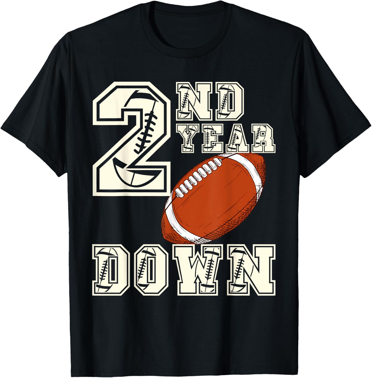 Kids 2nd Year Football Fun for Birthday Boys Touchdown T-Shirt - T-Shirt | Black
