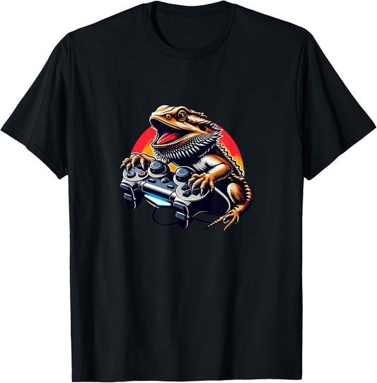 Gamer Bearded Dragon Shirt Pogona Gaming Bearded Dragons T-Shirt - T-Shirt | Black