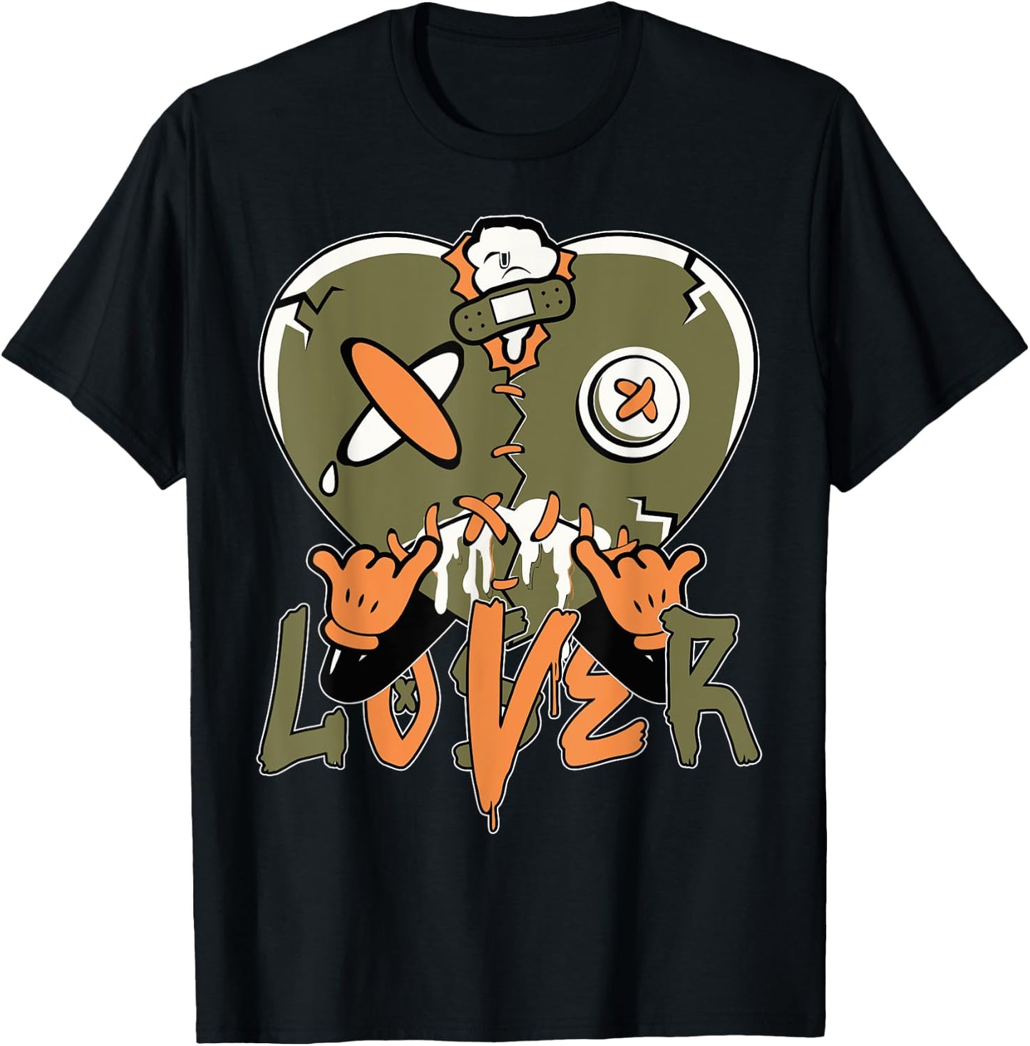 Loser Lover Drip Heart Olive Green 5s Matching Women T-Shirt - T-Shirt | Black