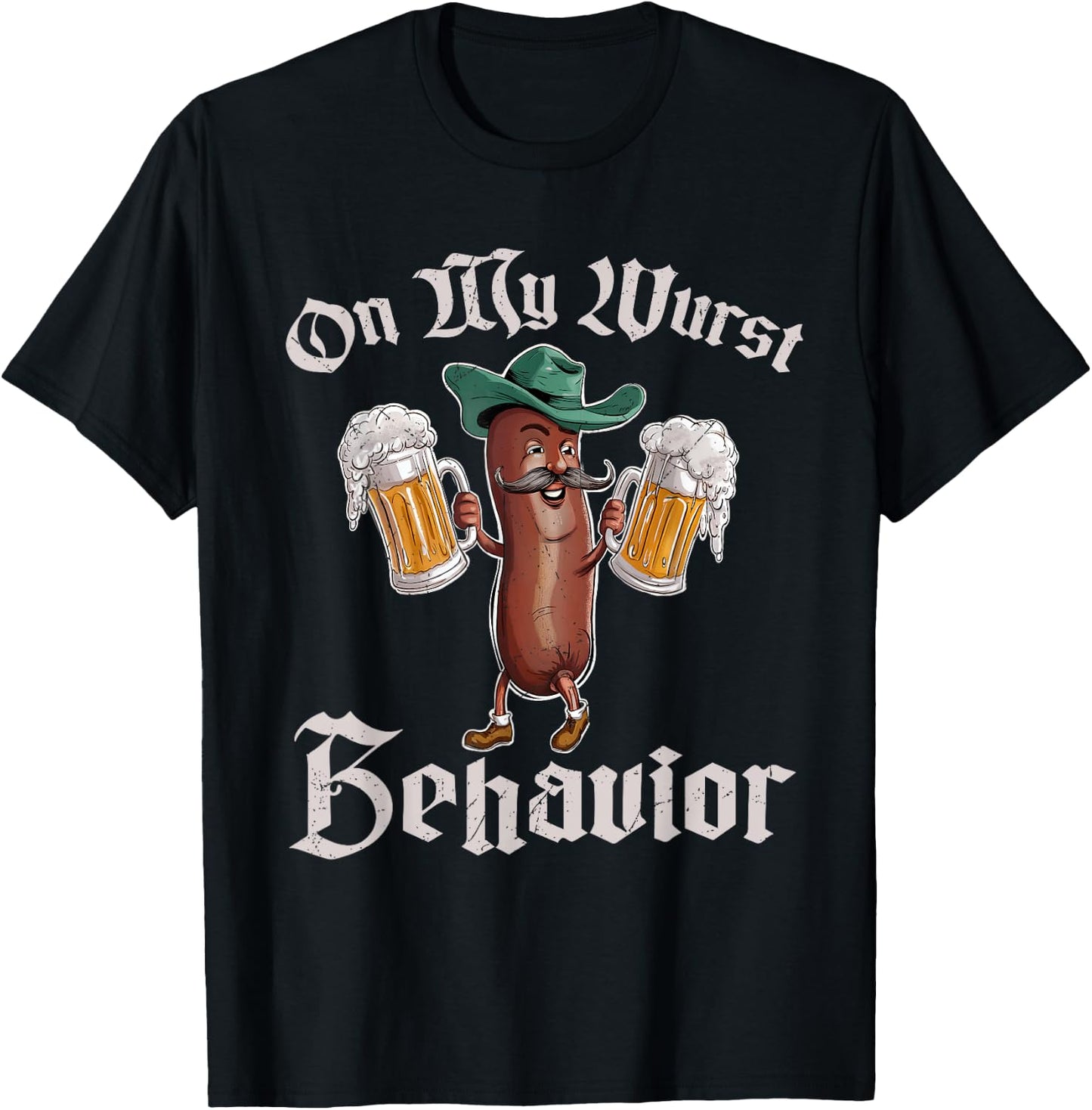 On My Wurst Behavior Funny Oktoberfest T-Shirt - T-Shirt | Black
