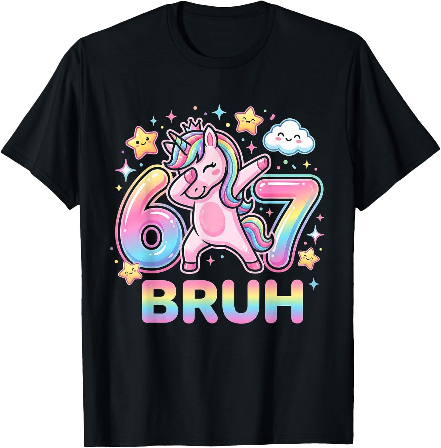 67 Unicorn for Girls Six Seven Bruh Meme Brainrot Funny Boys T-Shirt - T-Shirt | Black