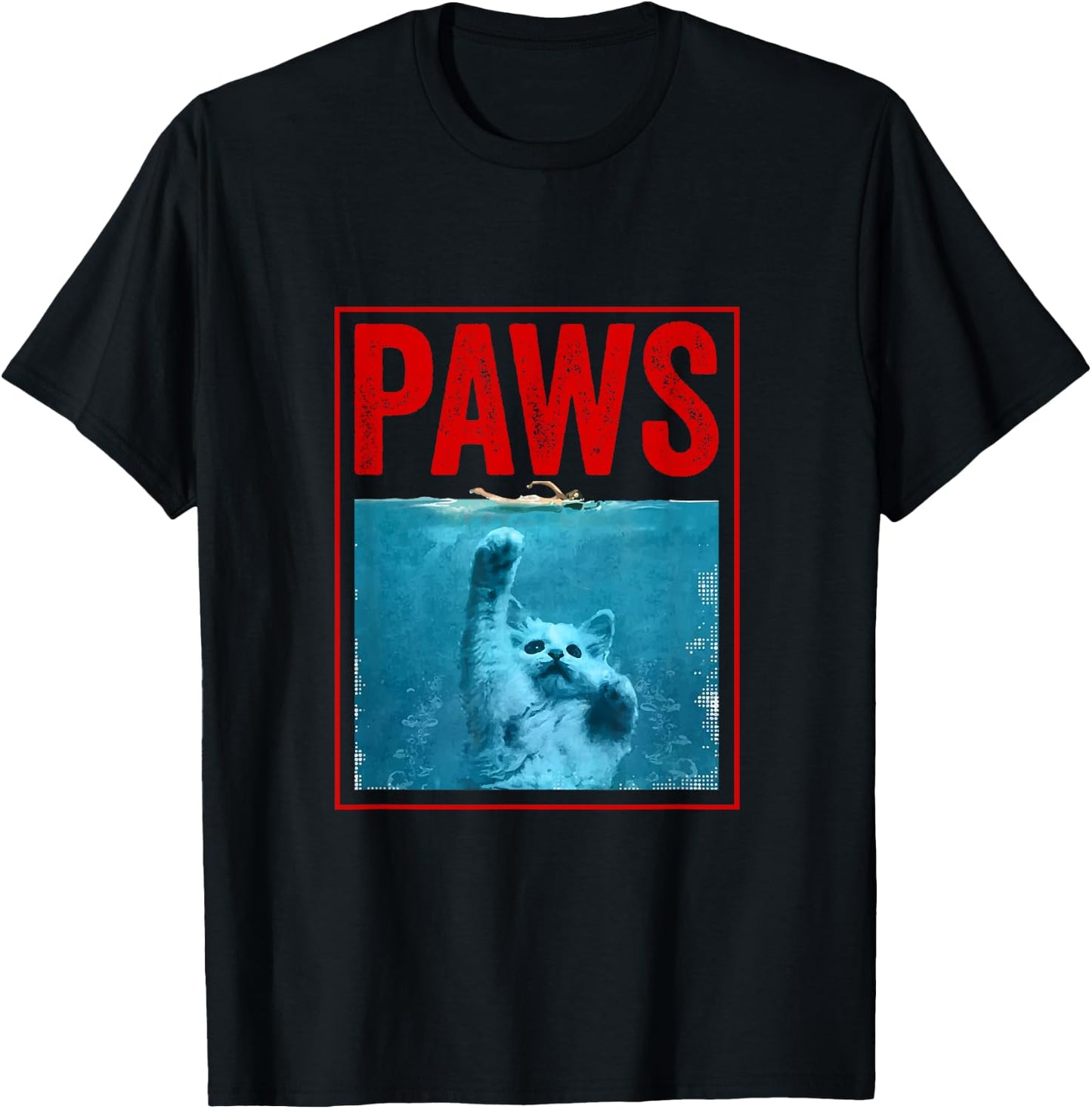 PAWS Funny Cat Kitten For Shark And Cat Lovers Men Women Girls Kids T-Shirt - T-Shirt | Black