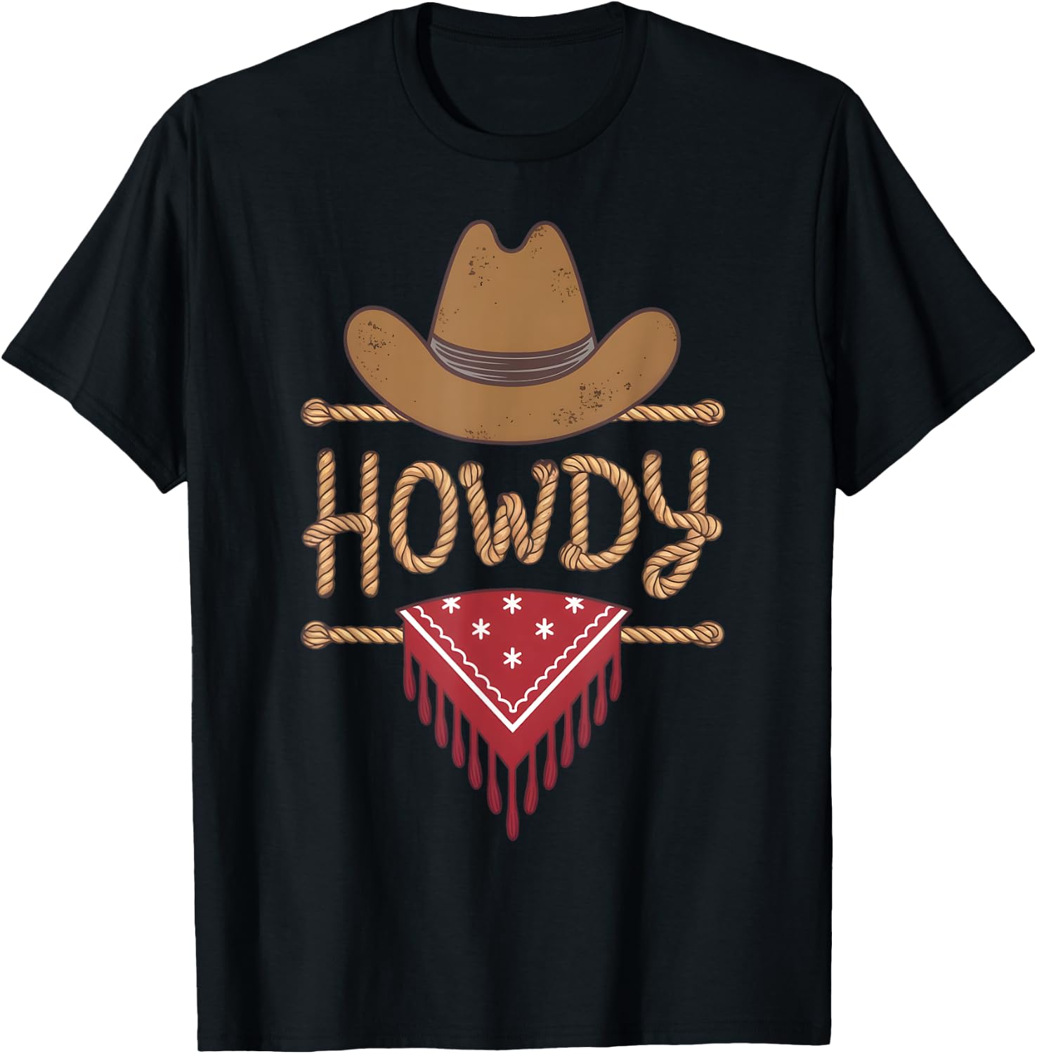 Cowboy Hat Cowgirl Country Chic Rodeo Rustic Western Howdy T-Shirt - T-Shirt | Black