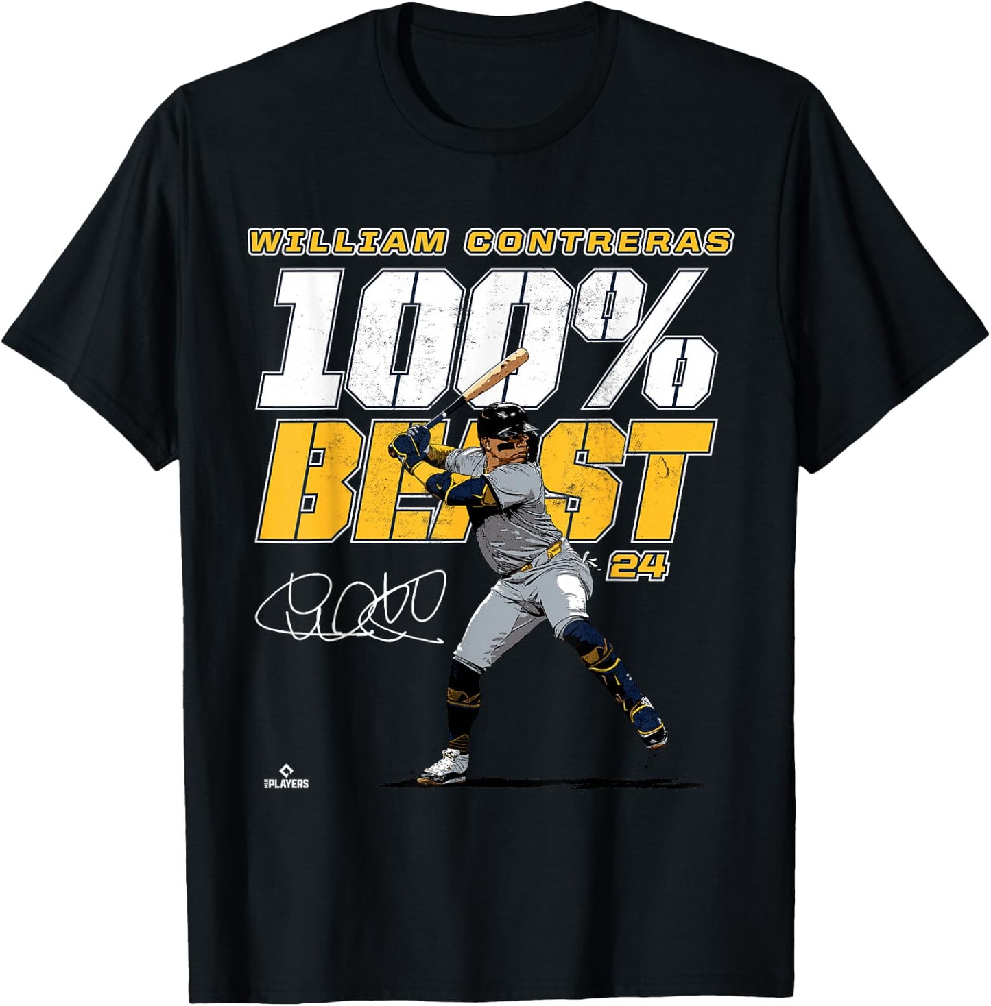 100% Beast William Contreras Milwaukee MLBPA T-Shirt - T-Shirt | Black