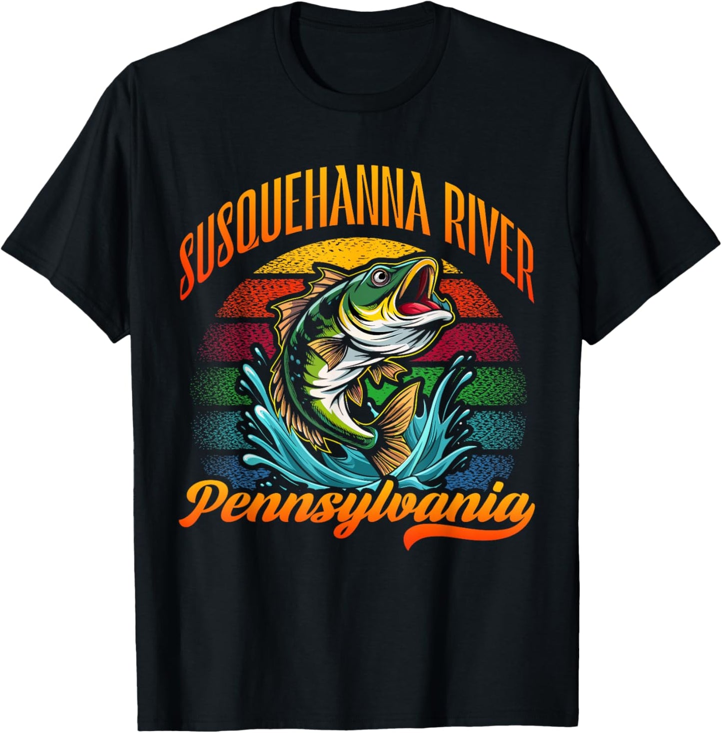 SUSQUEHANNA RIVER, PENNSYLVANIA, a Fishing Retro desifn T-Shirt - T-Shirt | Black