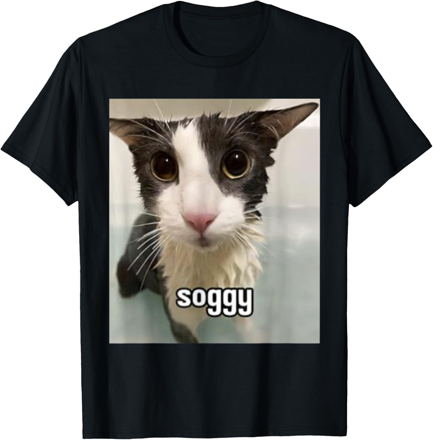 Silly Soggy Cat Funny T-Shirt - T-Shirt | Black