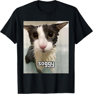 Silly Soggy Cat Funny T-Shirt - T-Shirt | Black