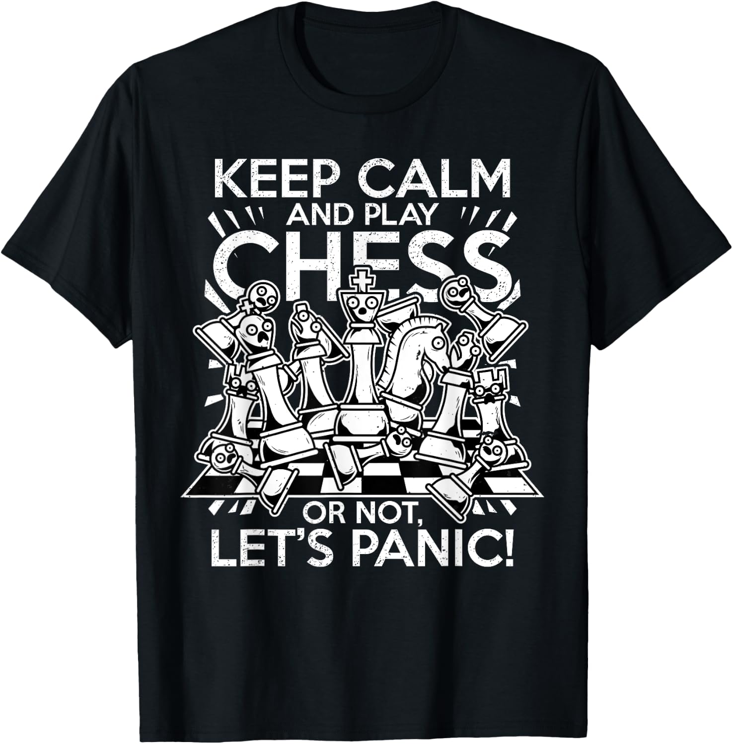 Keep Calm and Play Chess Funny Nervous Chess Player Gift T-Shirt - T-Shirt | Black