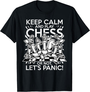 Keep Calm and Play Chess Funny Nervous Chess Player Gift T-Shirt - T-Shirt | Black