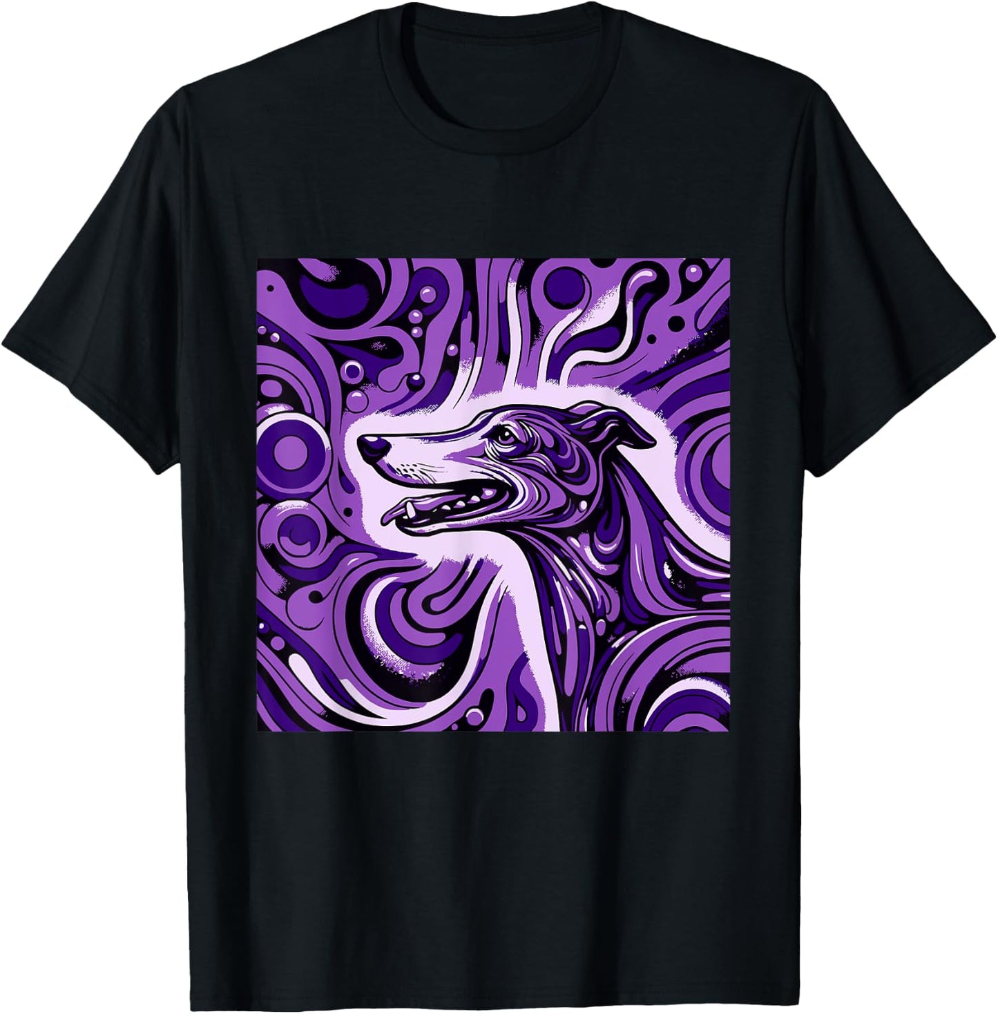 Psychedelic Trippy Rave Purple Dog Greyhound Whippet Women T-Shirt - T-Shirt | Black