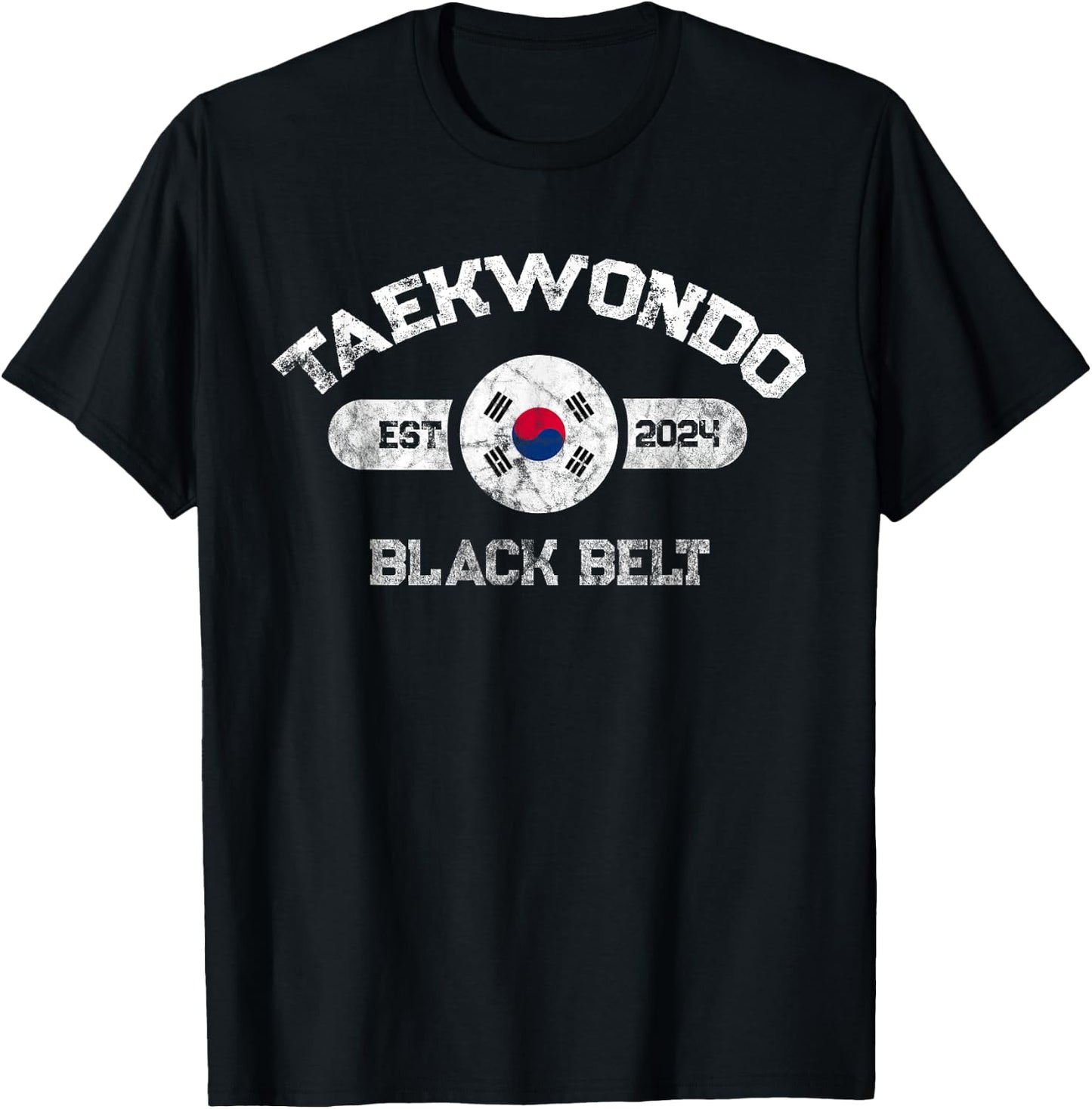 2024 Taekwondo Black Belt Achievement Korean Flag Design T-Shirt - T-Shirt | Black