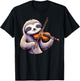Cute Sloth Playing Violin Sloths Musician Music T-Shirt - T-Shirt | Black