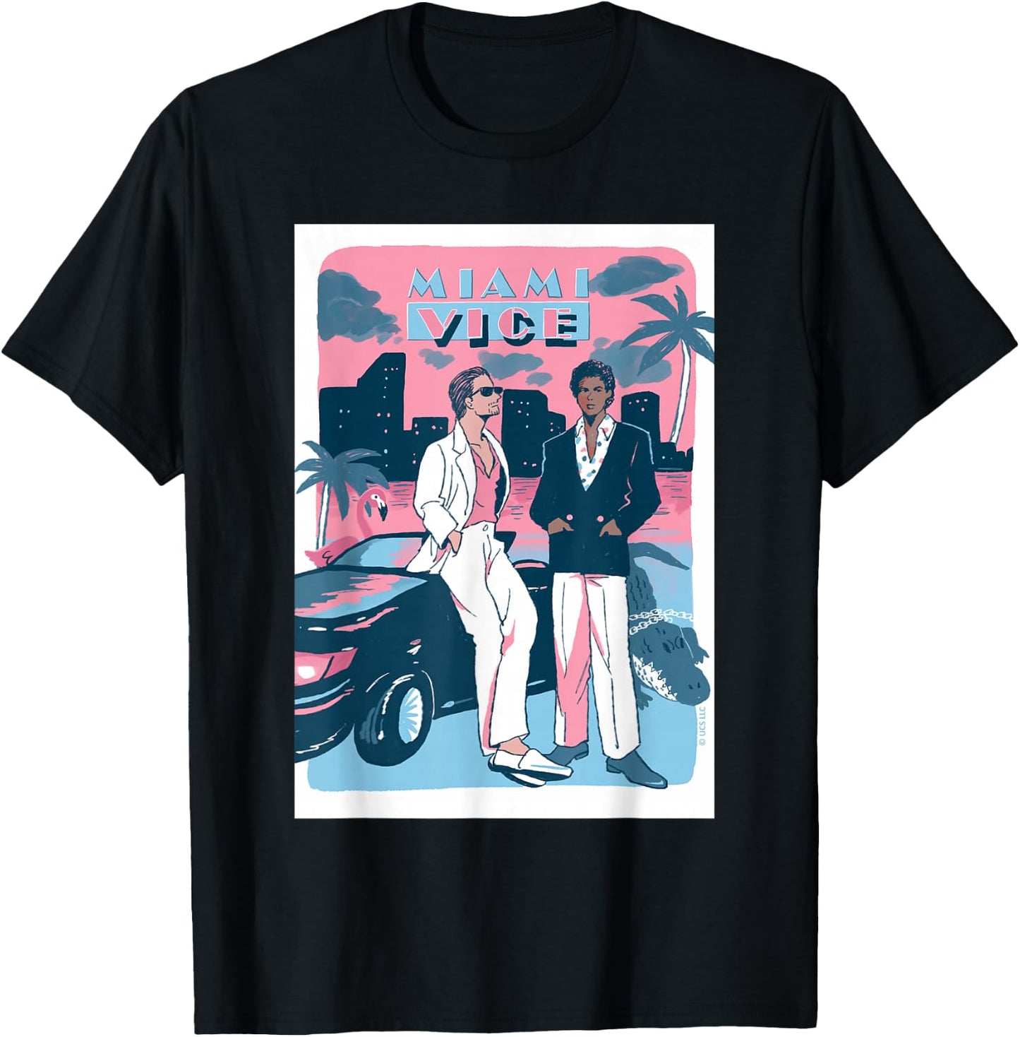 Retro Miami Vice Vibes 80s Aesthetic Style T-Shirt - T-Shirt | Black