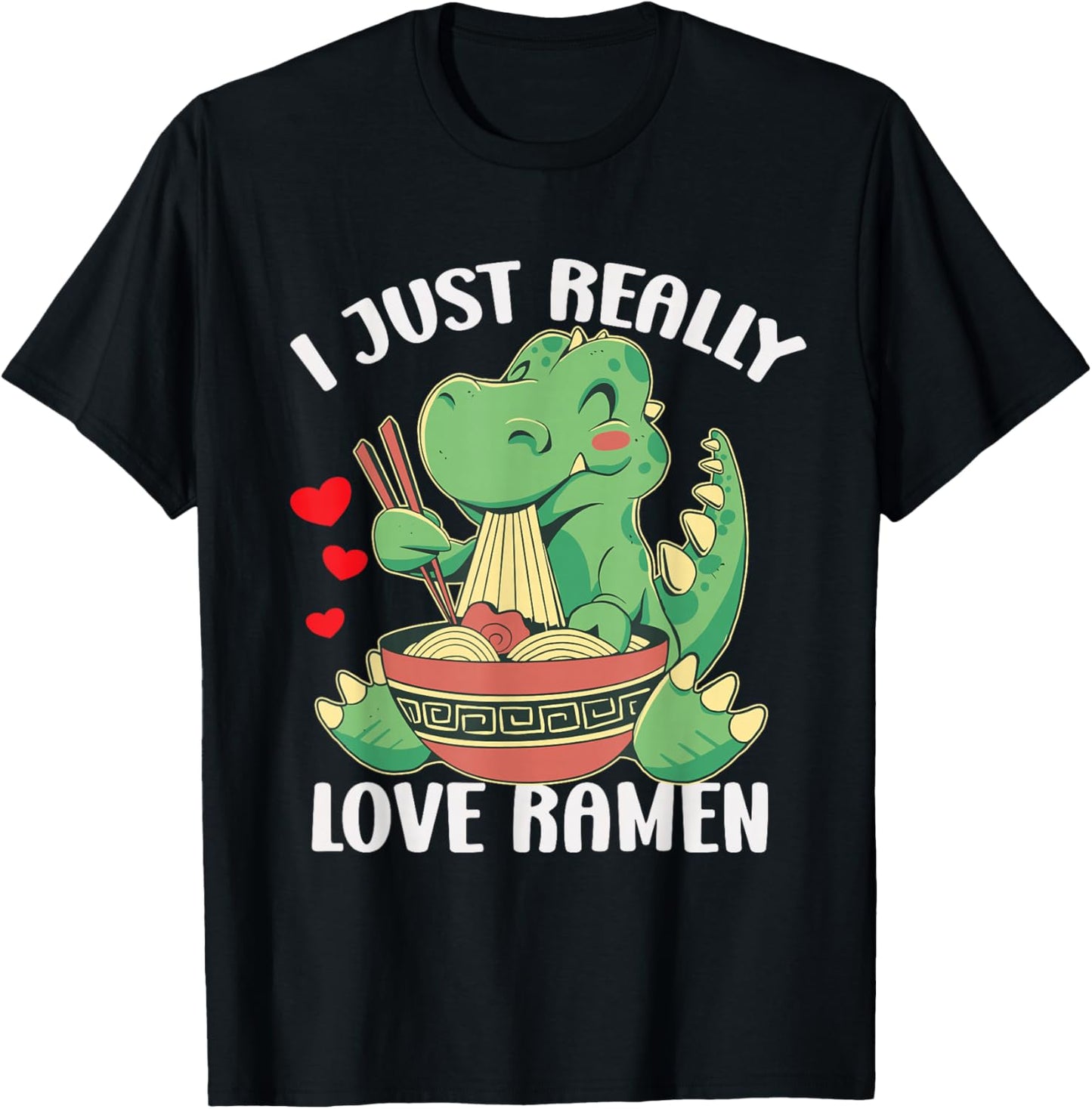 Funny T Rex Ramen Kawaii Anime Japanese Noodle Soup Kids T-Shirt - T-Shirt | Black