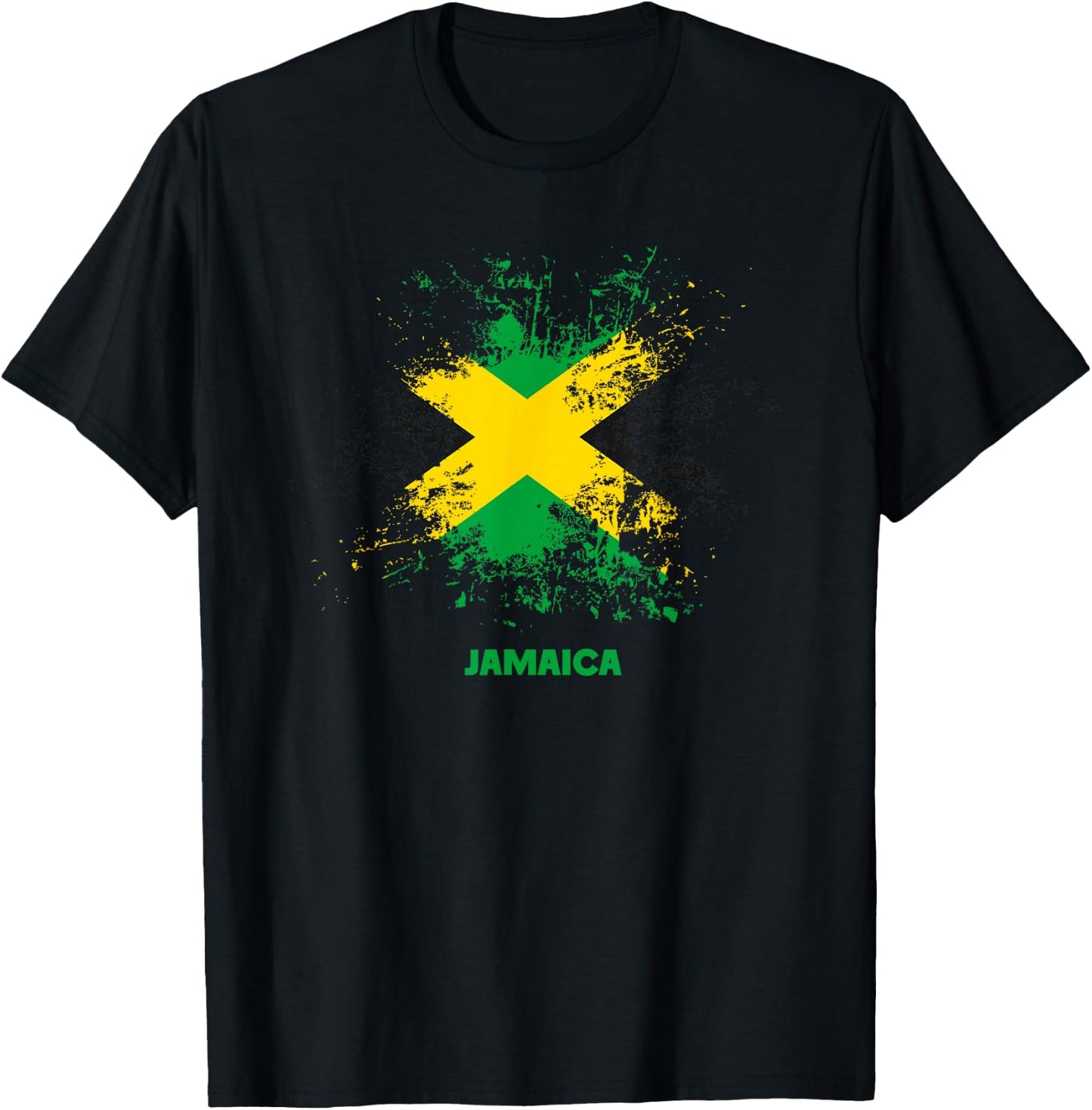 Jamaican Splatter Flag, Vintage Jamaica Flag T-Shirt - T-Shirt | Black