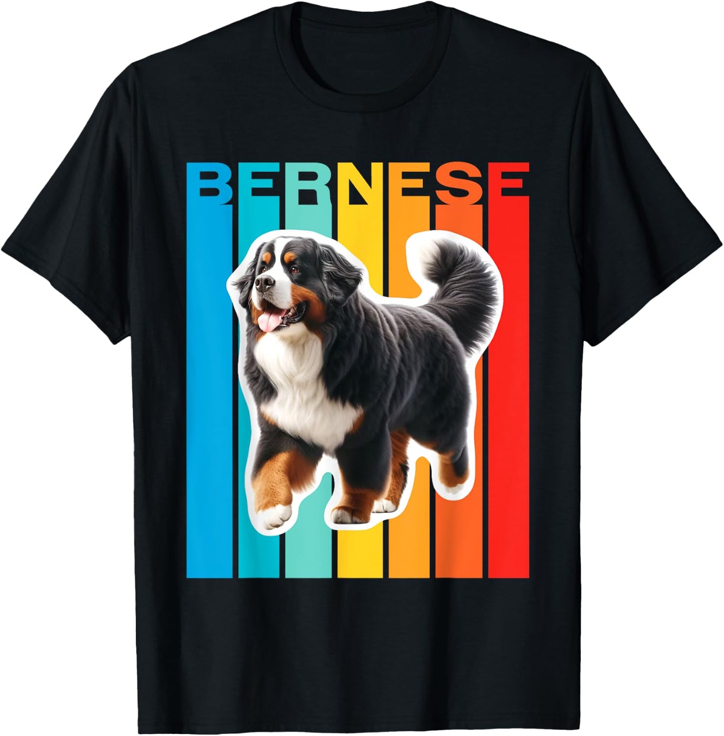 Colorful Bernese Mountain Dog Men Women Kids T-Shirt - T-Shirt | Black