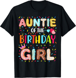 Auntie Of The Birthday Girl Donut Themed Party Decoration T-Shirt - T-Shirt | Black