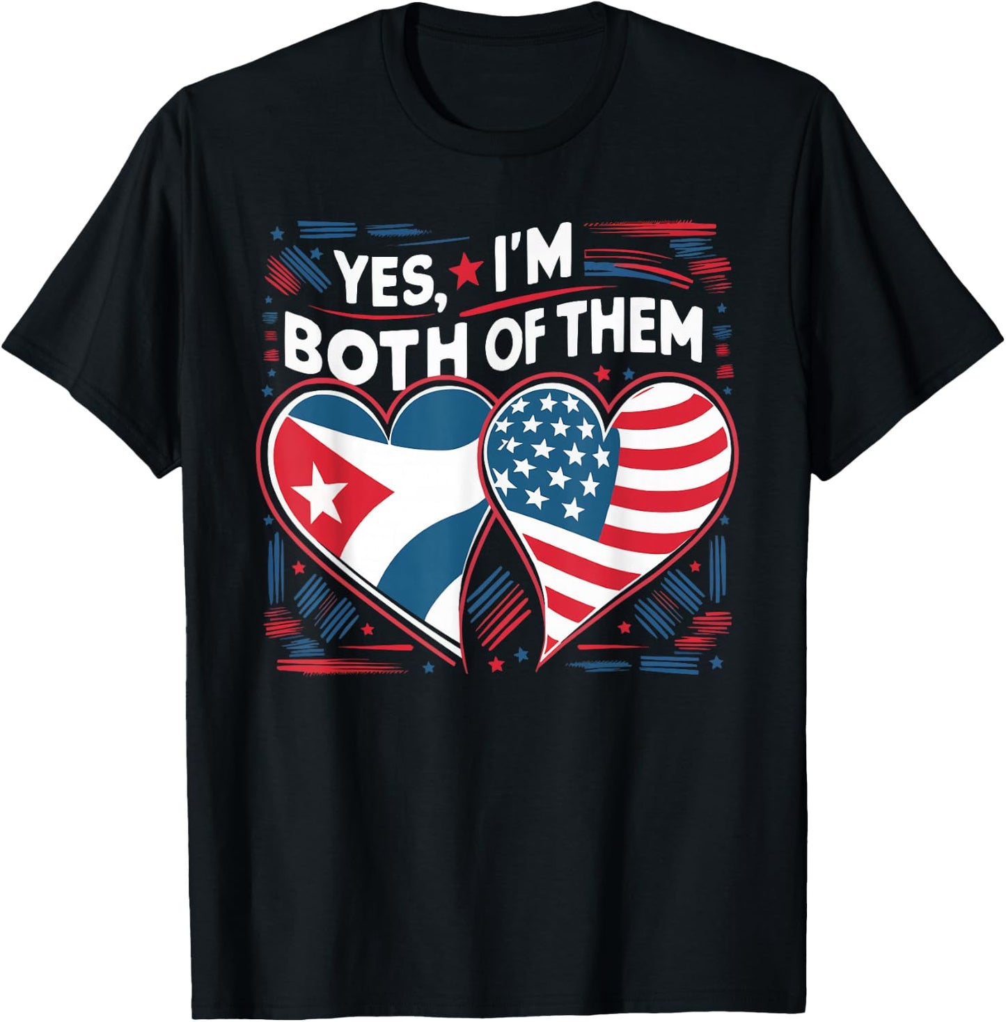 Half Cuban Half American USA Flag Cuba America T-Shirt - T-Shirt | Black