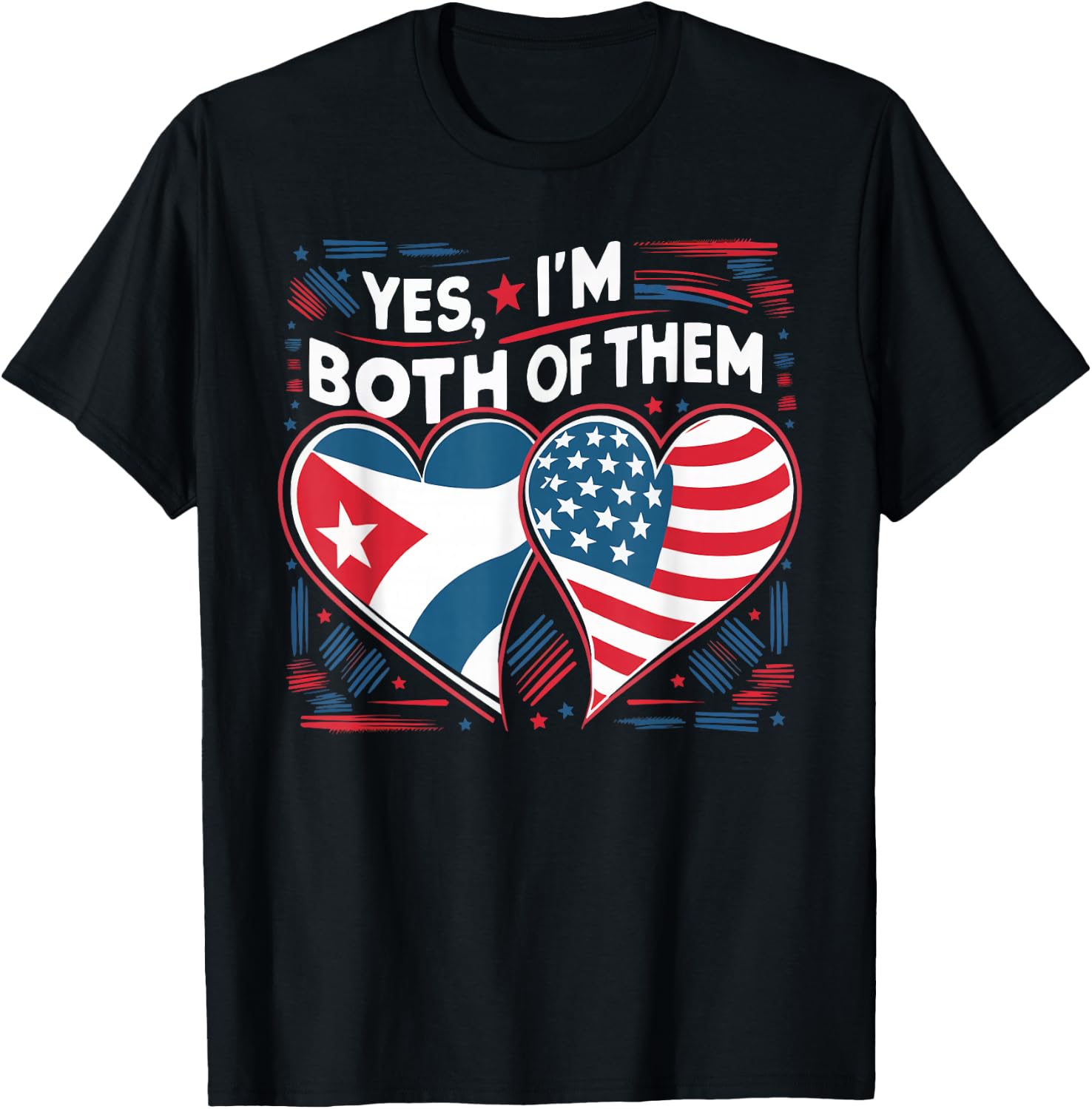 Half Cuban Half American USA Flag Cuba America T-Shirt - T-Shirt | Black