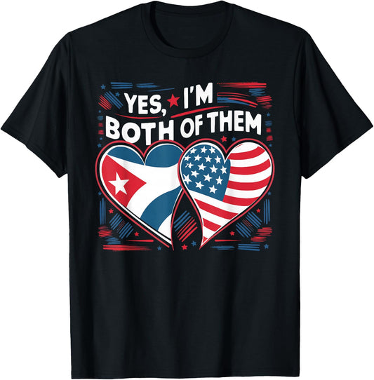 Half Cuban Half American USA Flag Cuba America T-Shirt - T-Shirt | Black