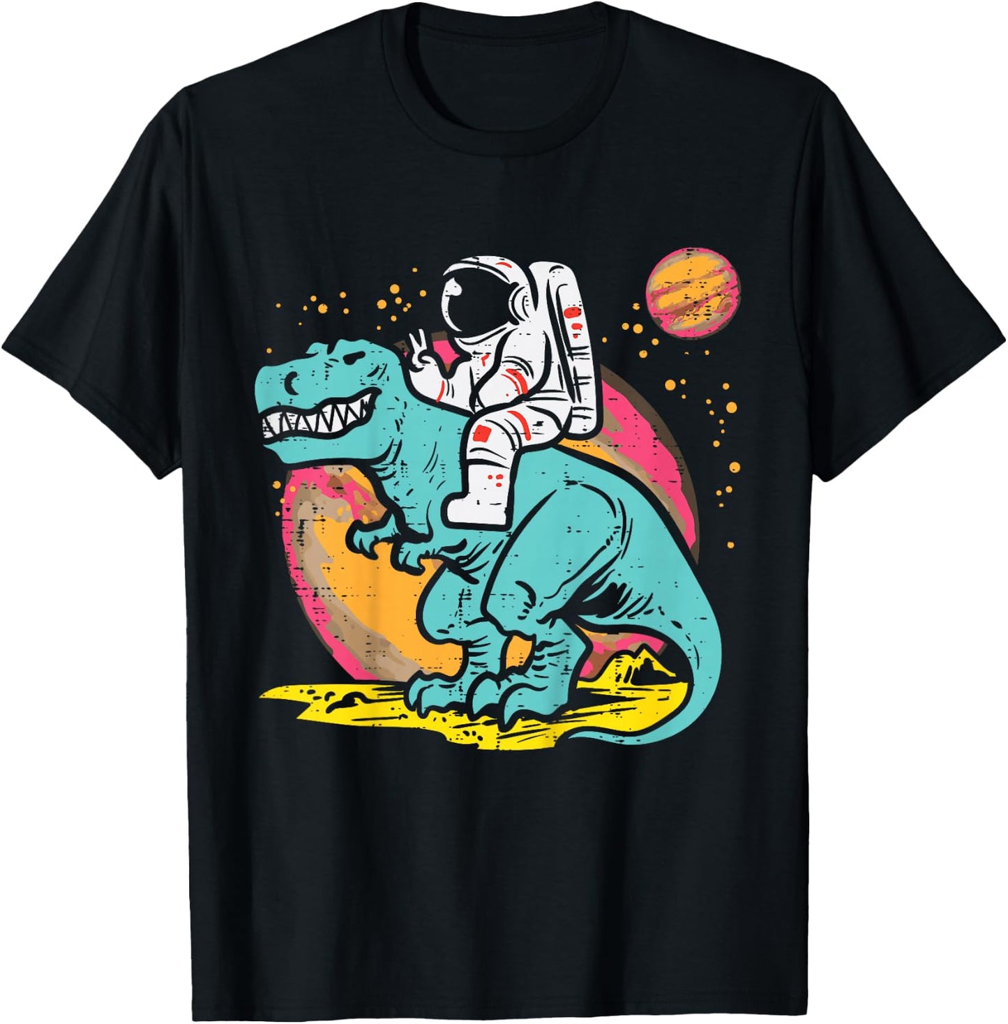 Kids Astronaut On Trex Dino Peace Space Toddler Boys Kids Youth T-Shirt - T-Shirt | Black