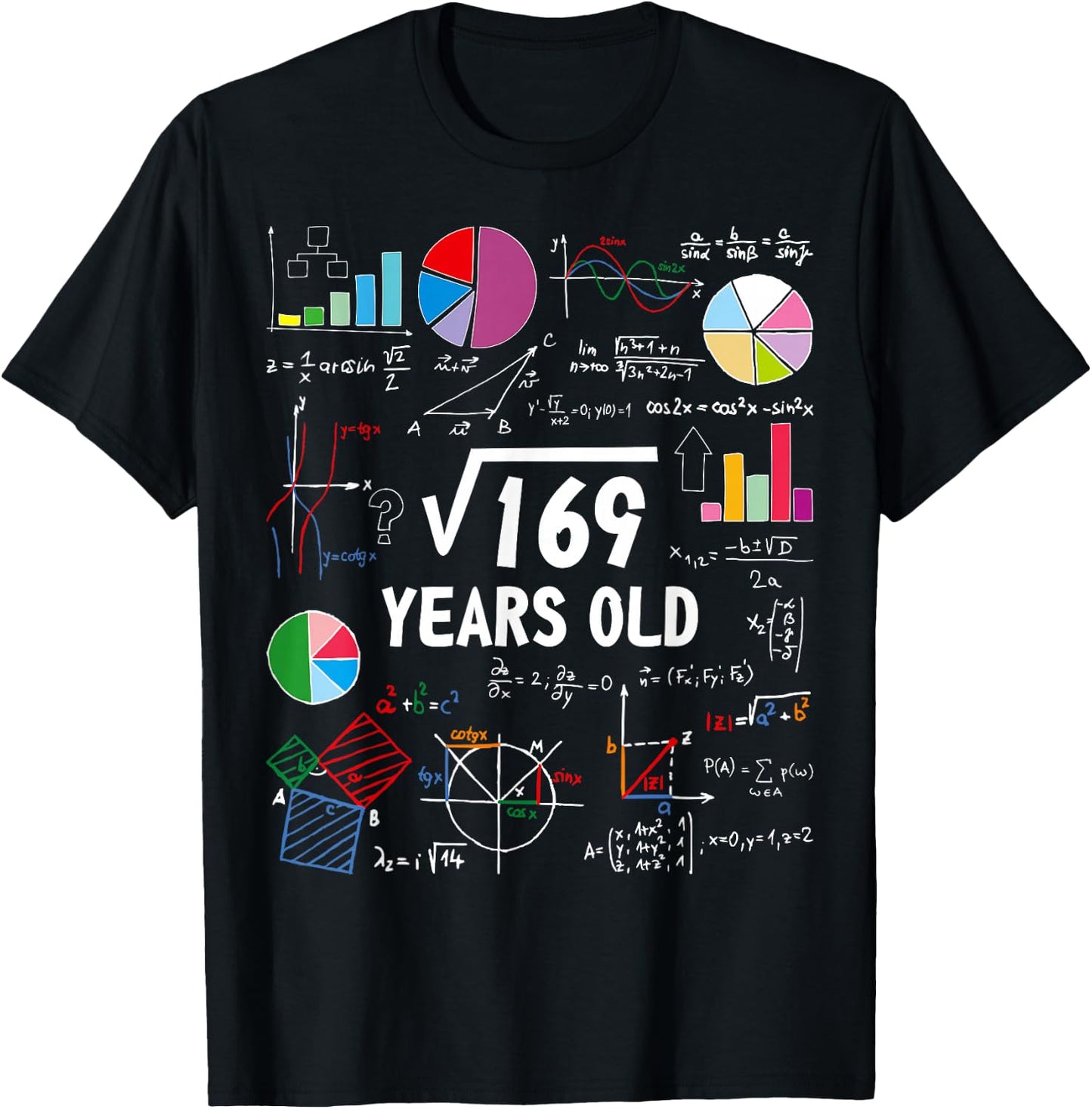 Square Root of 169 13th Birthday 13 Year Old Math Nerd T-Shirt - T-Shirt | Black