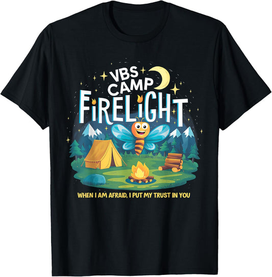 Camp Firelight VBS Camp Vacation Bible School Firework 2024 T-Shirt - T-Shirt | Black