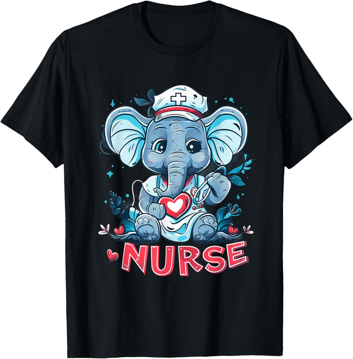 Nurse Elephant Medical Elephant Nursing School Stethoscope T-Shirt - T-Shirt | Black