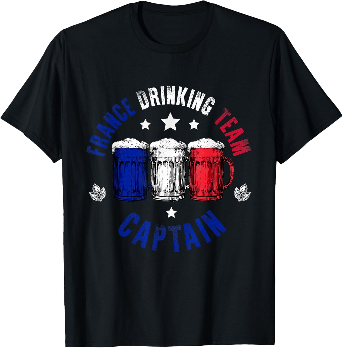Drink Beer Can France Flag Funny Drinking France Team T-Shirt - T-Shirt | Black