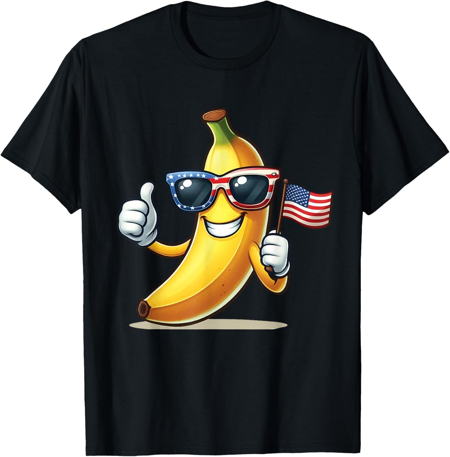 Patriotic Banana 4th Of July American Flag USA Sunglasses T-Shirt - T-Shirt | Black
