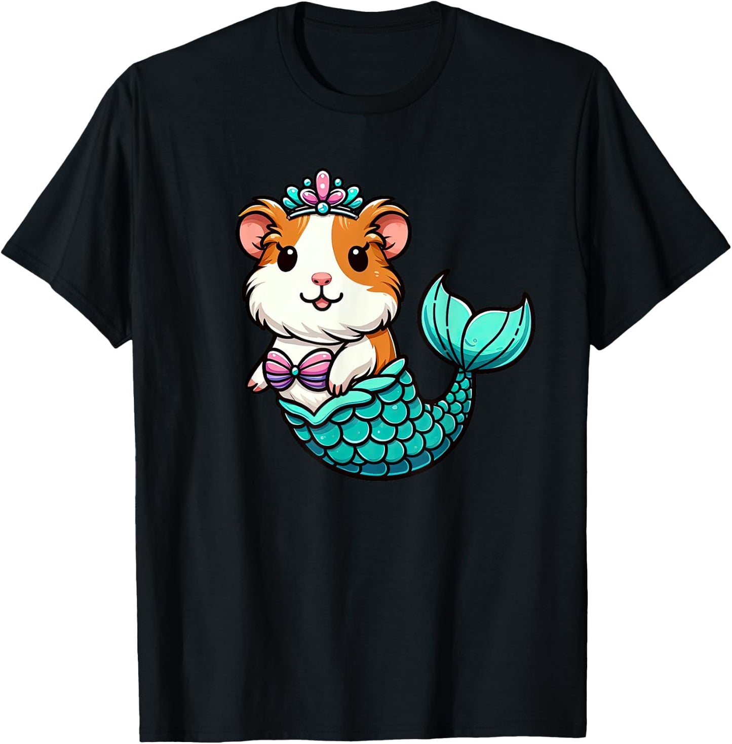 Guinea Pig Mermaid Pet Funny Mythical Creature T-Shirt - T-Shirt | Black