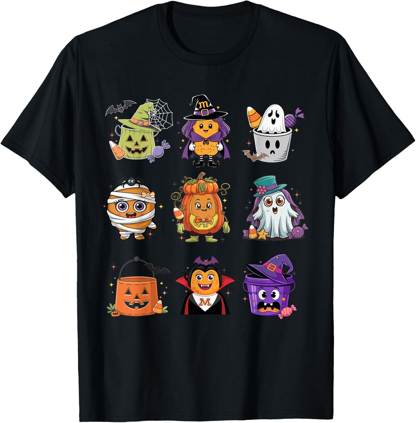 Cute Spooky Chicken Nuggets Pumpkin Halloween 90's Vintage T-Shirt - T-Shirt | Black