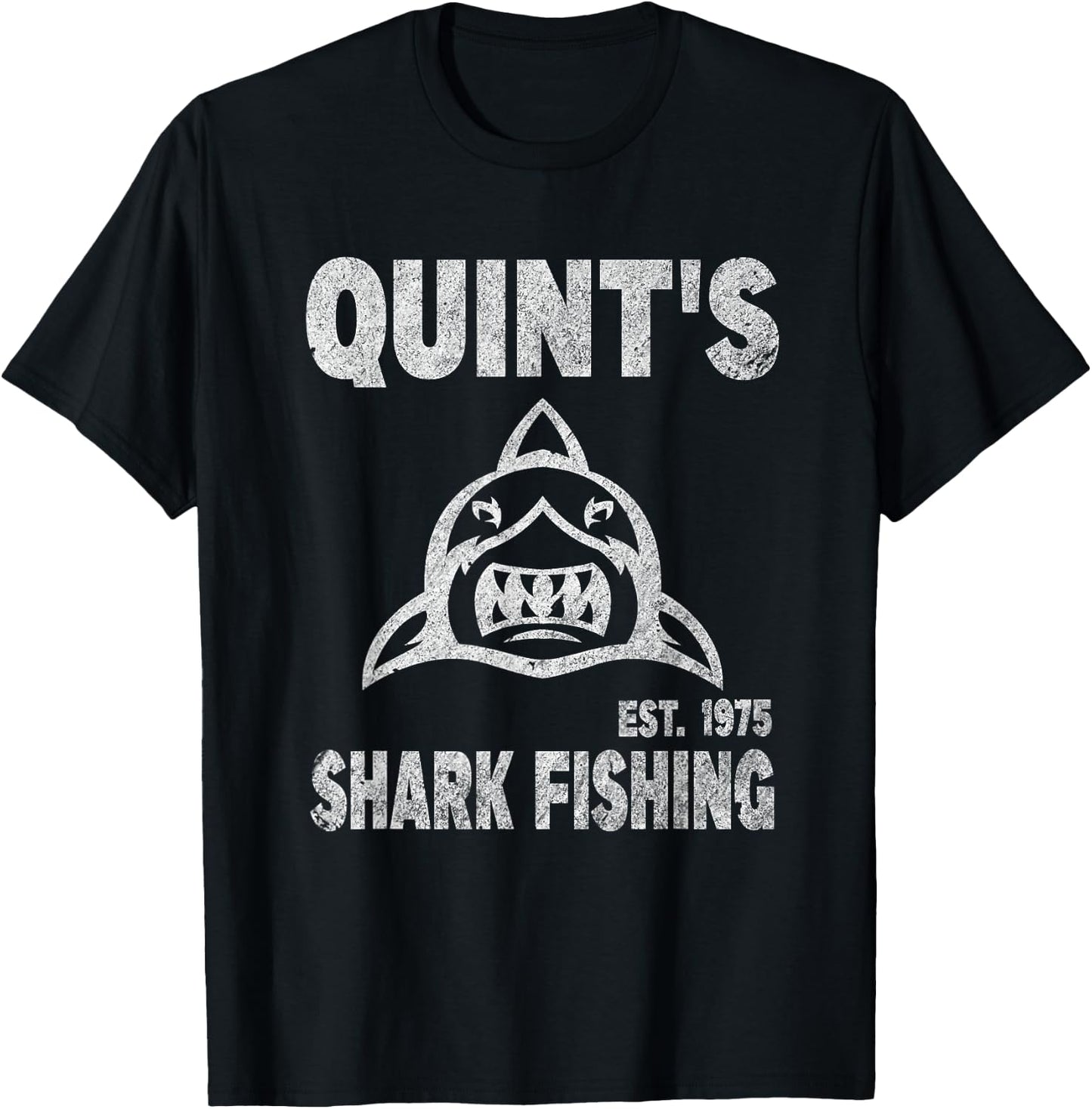 Vintage Quint's Shark Fishing 1975 Retro T-Shirt - T-Shirt | Black
