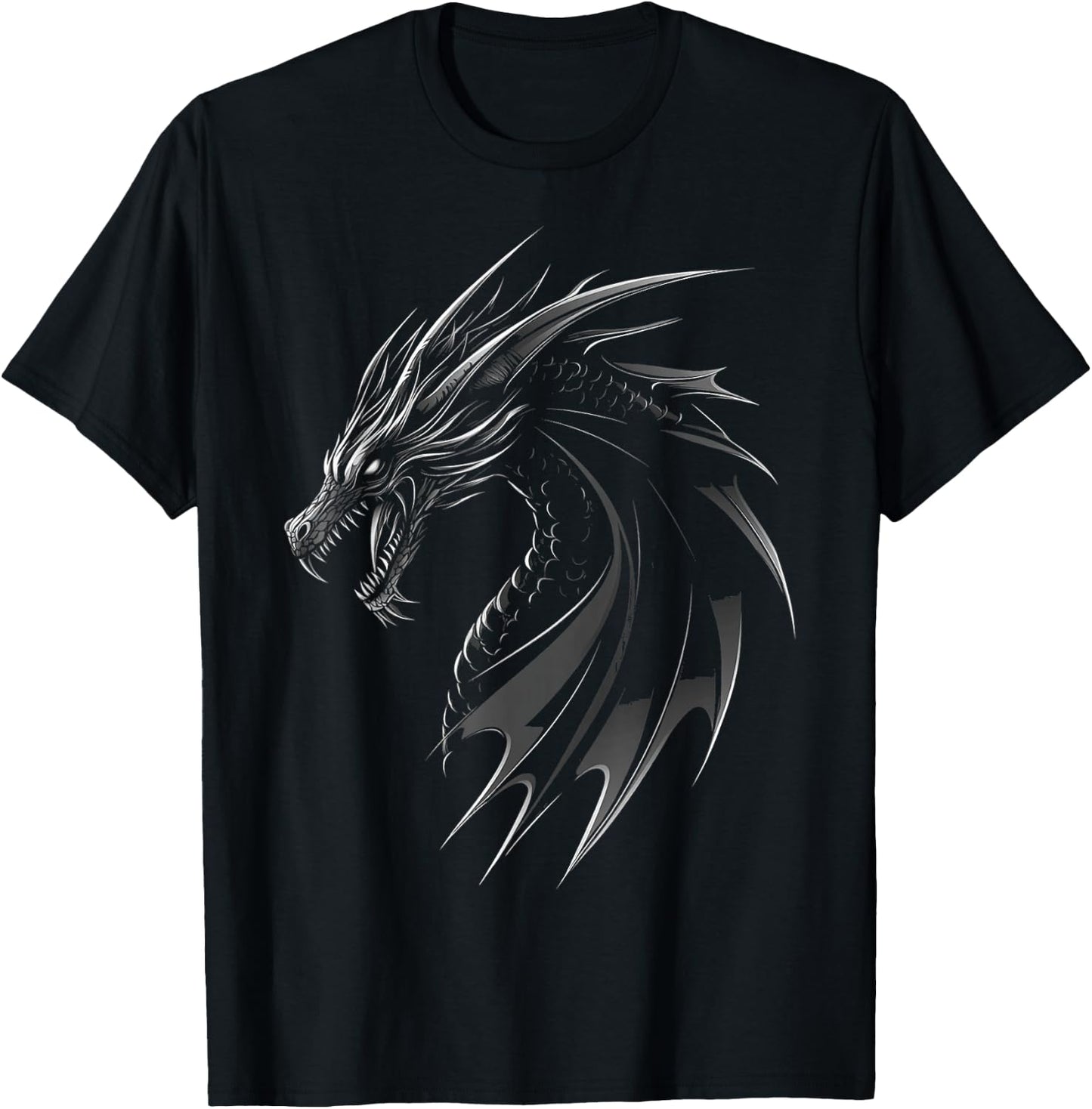 Black Dragon Motif Mythical Artwork Black Dragon T-Shirt - T-Shirt | Black