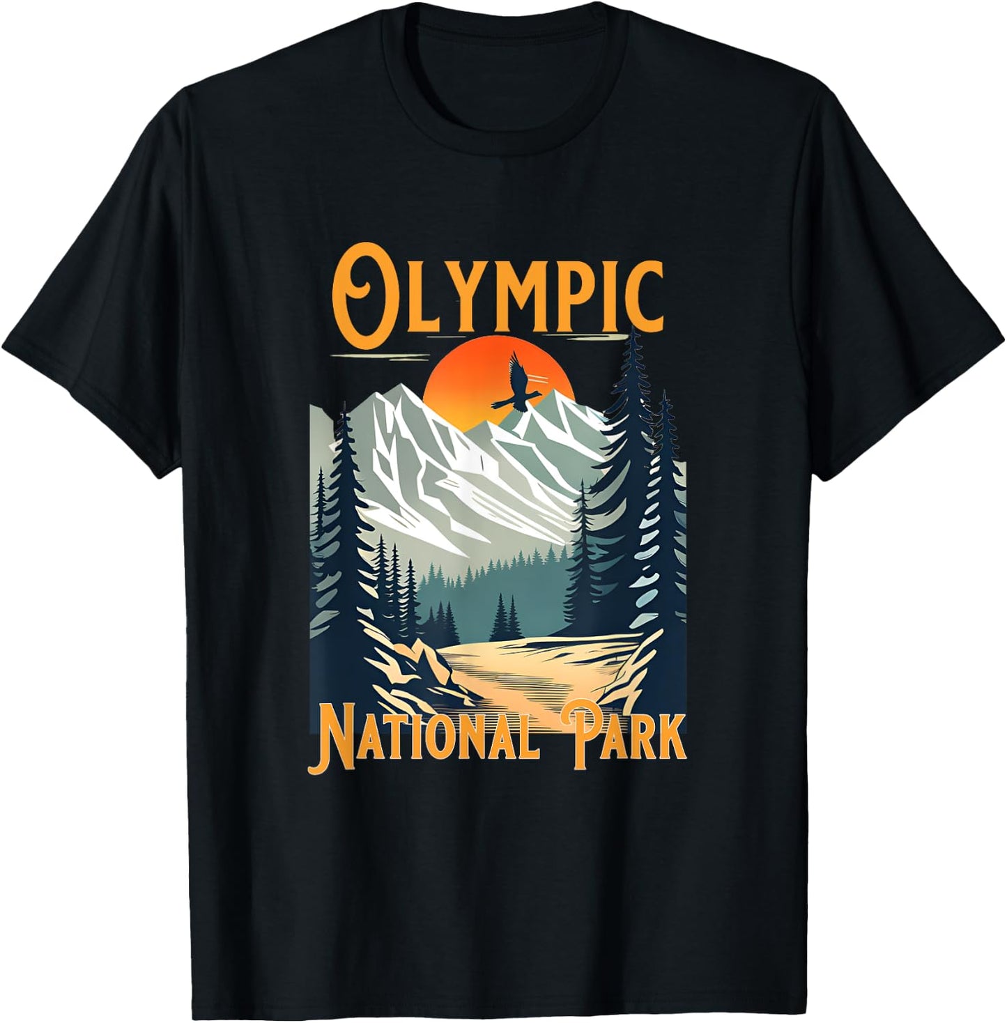 Vintage Olympic National Park Souvenir Hiking T-Shirt - T-Shirt | Black