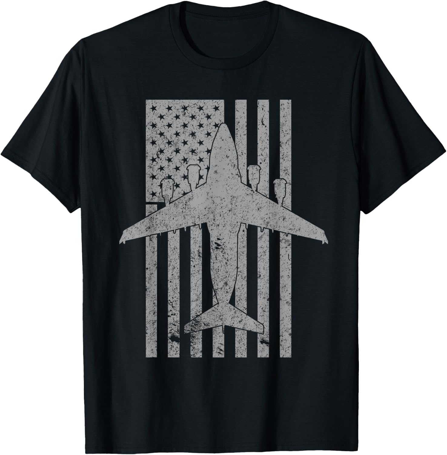 C-17 Globemaster Military Transport Airplane Flag T-Shirt - T-Shirt | Black