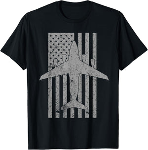 C-17 Globemaster Military Transport Airplane Flag T-Shirt - T-Shirt | Black
