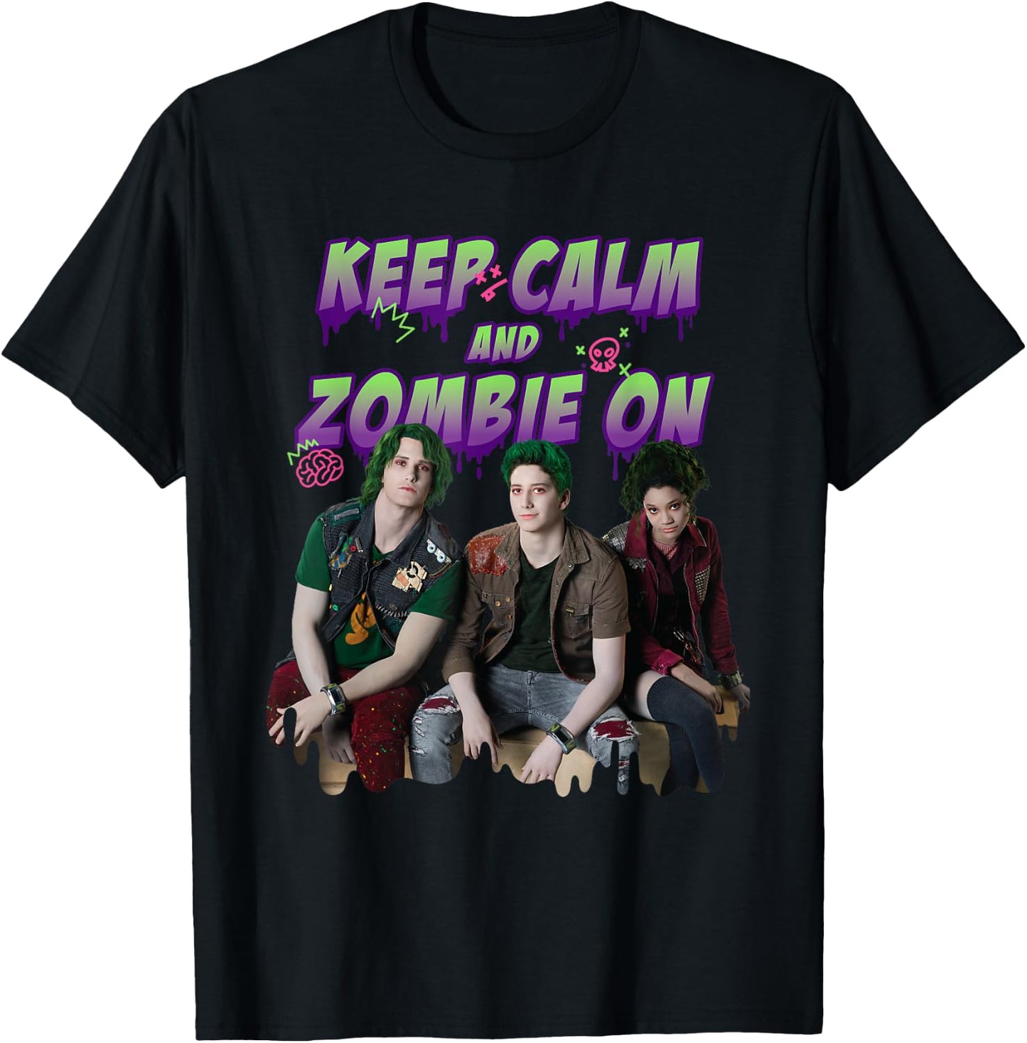 Disney Channel Zombies 2 Keep Calm and Zombie On T-Shirt - T-Shirt | Black