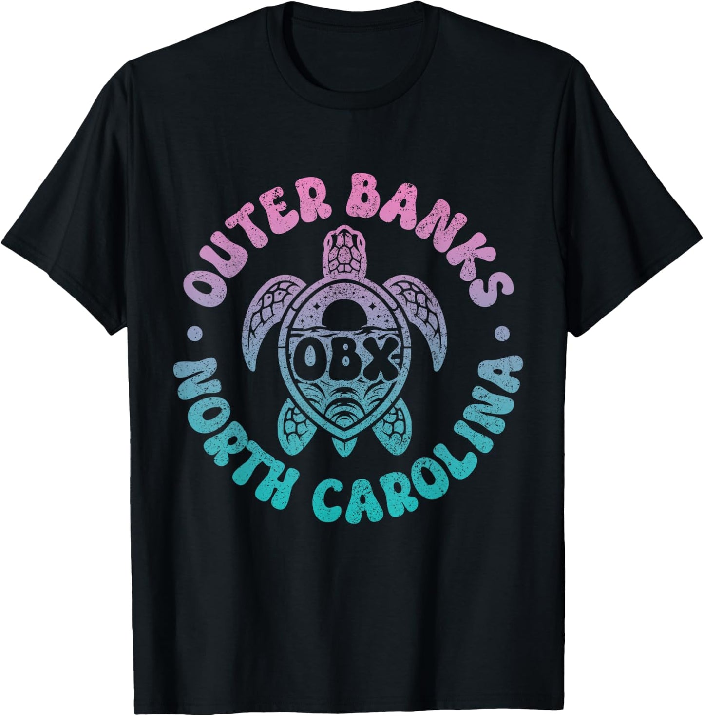 Outer Banks North Carolina Sea Turtle Beach Surf Souvenir T-Shirt - T-Shirt | Black