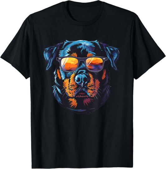 Rottweiler Dog Sunglasses T-Shirt - T-Shirt | Black