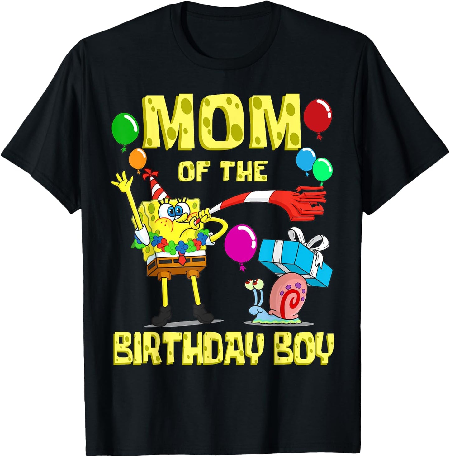 Mademark x SpongeBob SquarePants - SpongeBob Mommy of the Birthday Boy Theme Party T-Shirt - T-Shirt | Black