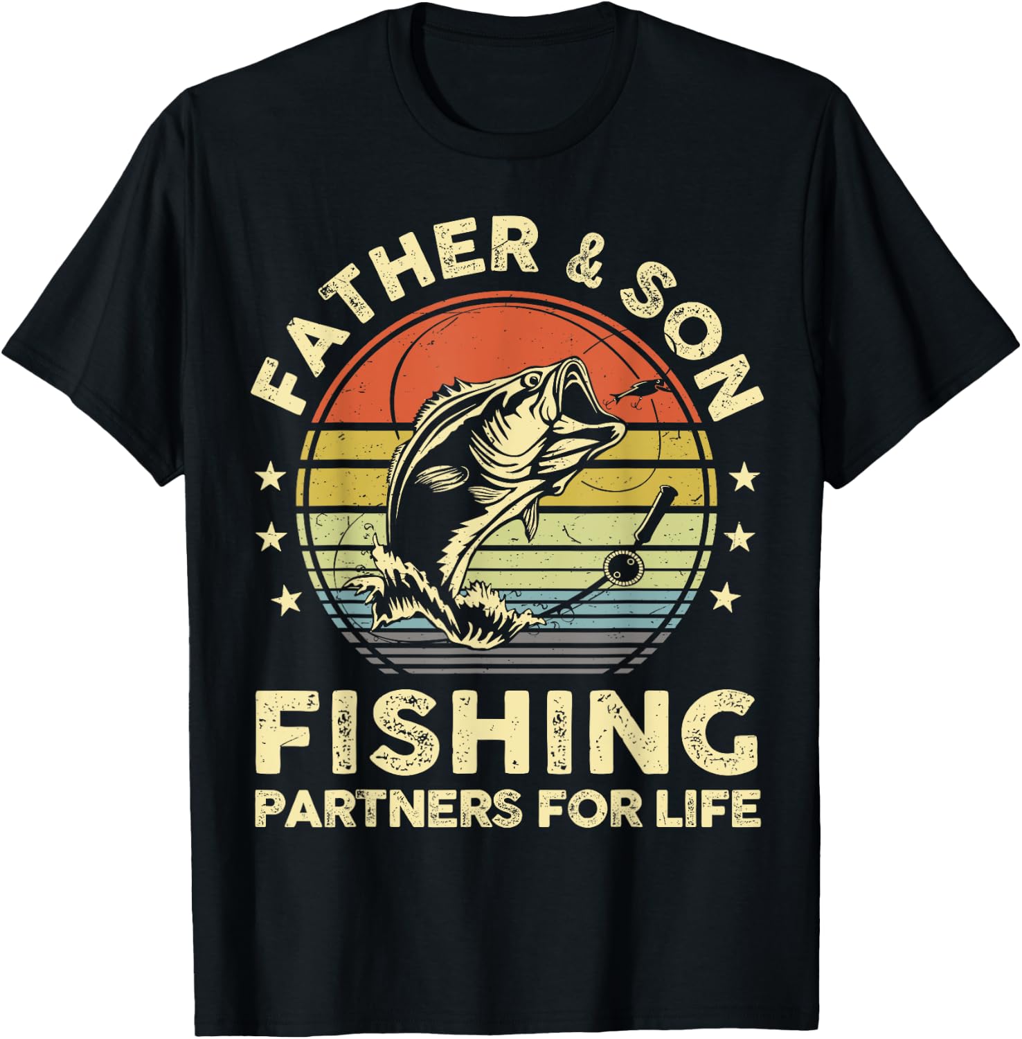 Fishing-Shirt Father Son Matching Bass Fish Funny Dad T-Shirt - T-Shirt | Black