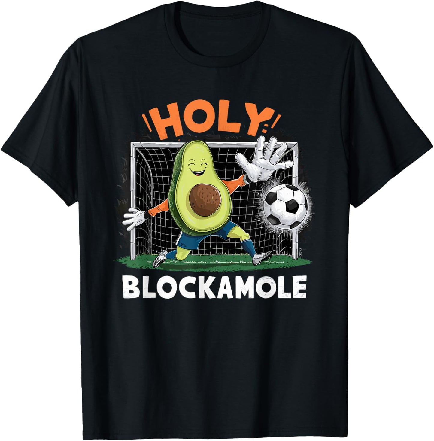 Avocado Football Player Holy Blockamole Cute Avocado Soccer T-Shirt - T-Shirt | Black